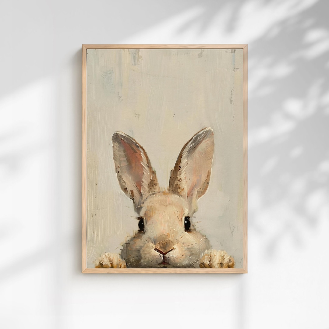 Vintage Easter Bunny Print, Peeking Rabbit Cottagecore Wall Art - Etsy