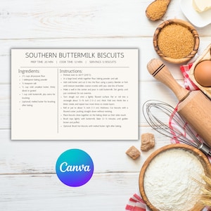 Simple Recipe Card Template Editable & Printable Canva Template – A5, 5x7, and 4x6 Sizes, Instant Download Personalized Recipe Card