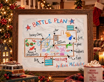 Home Alone Battle Plan Poster: Christmas Movie Map Art