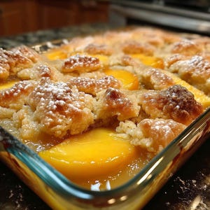 BEST RECIPE For Peach Cobbler, Simple Dessert Plate, Family Recipe Download, Instant Printable PDF, Step-By-Step Baking Instructions