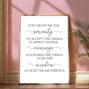 Serenity Prayer Printable Wall Art, Digital Instant Download, Inspirational Quote Decor Christian Home Decor, Faith Typography Art Gift Idea