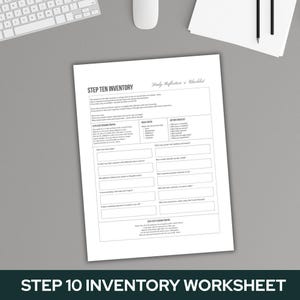Step 10 Inventory Worksheet: AA Addiction Recovery, Relapse Prevention (Printable PDF)