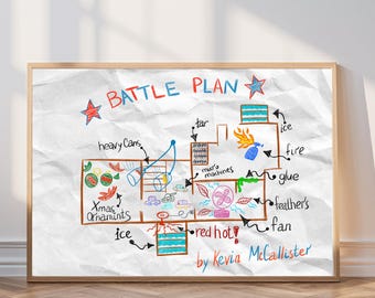 Home Alone Battle Plan Map Print, Christmas Decor Holiday Movie (Digital Download)