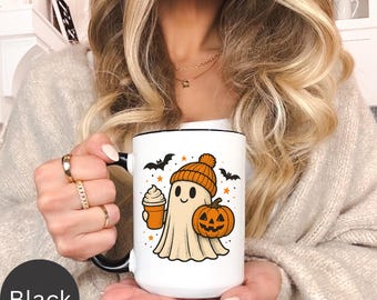 Halloween Ghost Coffee Mug, Friendly Ghost Mug (11, 15oz) Cute Spooky Ghost Halloween Cup, Coffee Lover Housewarming Gift,