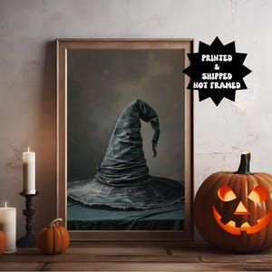 Witch Hat Halloween Printable Wall Art, Halloween Gallery Wall, Spooky Witch Print, Cottage Fall Decor, Vertical Poster Print