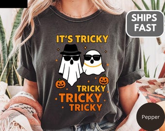 It's Tricky Halloween Ghost Shirt: Retro Comfort Colors Cotton Tee