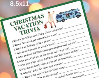 Christmas Vacation Movie Trivia Game: Printable Holiday Party (Digital Download