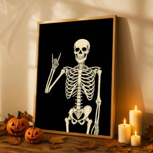 Halloween Decor, Skeleton Print Wall Art, Spooky Printable Halloween Poster, Digital Download, Haunting Skeleton for Seasonal Decor