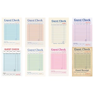 Blank Guest Check Art Print, Restaurant Guest Check Receipts, Empty Guest Check Printable, Kitchen Wall Art, Digital Download, Set of 8,