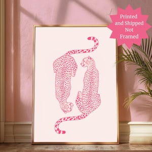 Pink Cheetah Wall Print, Apartment Decor, Preppy Room Decor, College Dorm Poster, Trendy Girly Poster, Aesthetic Leopard Wall Art