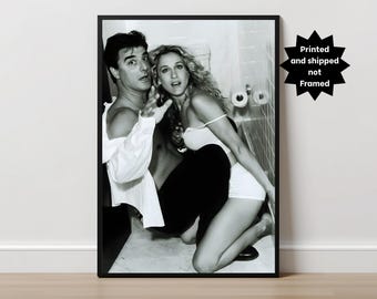 Carrie and Mr. Big Black & White, Bathroom Poster Print (Vertical)