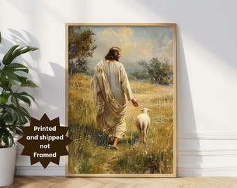 Jesus Leaves The 99: Christian Good Shepherd Artwork, Vertical Posters