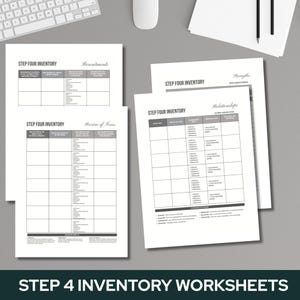 Step 4 Inventory Worksheets: AA Addiction Recovery (Digital Download)