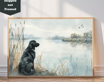 Arte de acuarela de Labrador Retriever: Impresión de perro de caza, regalo para cazadores