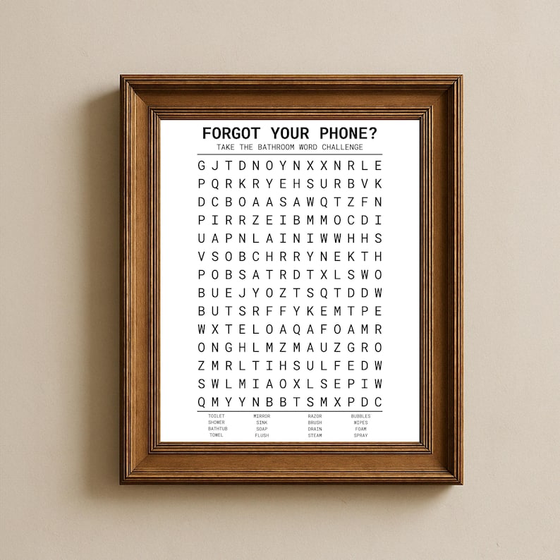 The image is a framed word puzzle challenge with a list of words that are too long to describe in detail. The challenge appears to be a fun and engaging activity for participants to test their memory and word recognition skills.