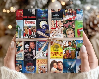 Retro Christmas Movie VHS Wrapping Paper: 90s Holiday Nostalgia Gift Wrap