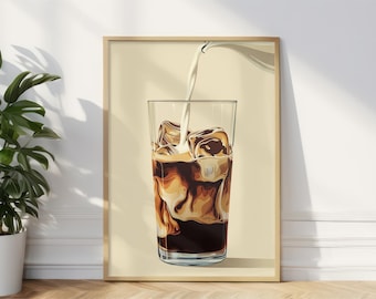 Iced Coffee Poster, Kitchen Wall Art Decor, Cold Brew Print (Digital Download)