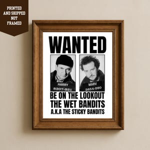 Home Alone The Wet Bandits Harry and Marv Wanted Poster Christmas Movie, Vertical Posters