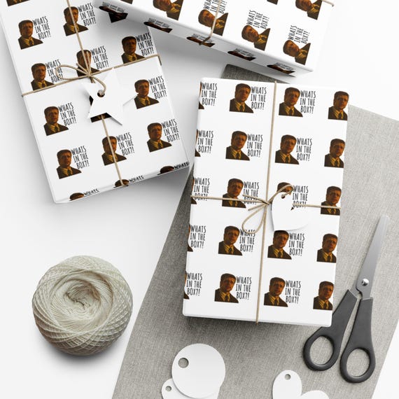 Whats In the Box? Wrapping Paper, Funny Gift Wrap, 90s Seven Movie