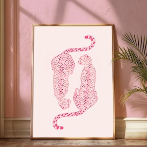 Pink Cheetah Wall Print, Apartment Decor, Preppy Room Decor, College Dorm, Digital Download, Trendy Wall Art, Girly Aesthetic Poster