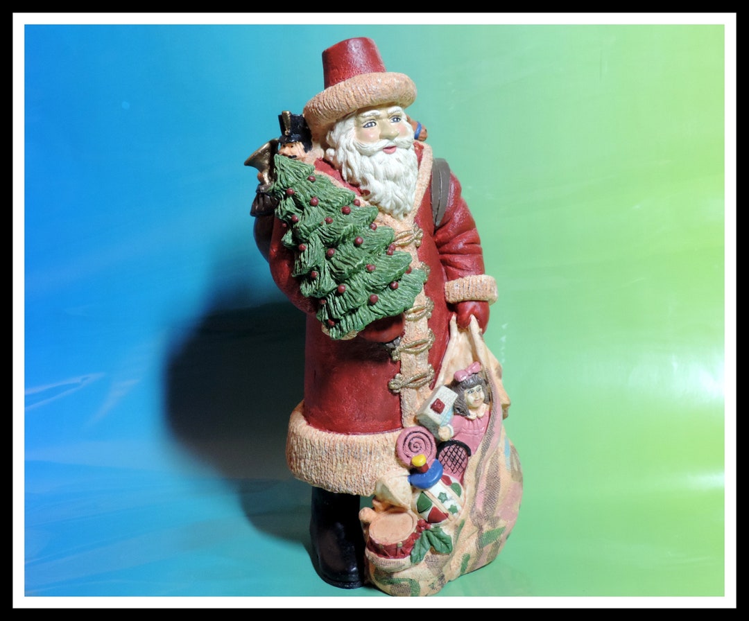 Biscuit En Céramique à Peindre - Père Noël Avec Sapin, Lanterne Et Sac - Fait Main