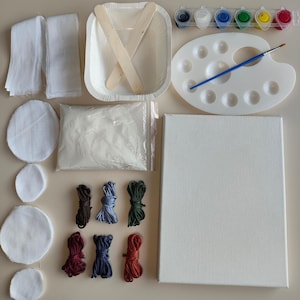 All-In-One DIY Art Kit for Kids | Complete Set with Canvas, Plaster, Acrylic Paints, Fabric & String | Creative Textured Painting, Gift Idea