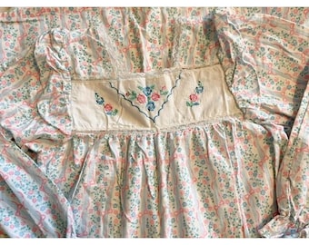 Lange flanellen nachtjapon met lange mouwen Vintage Dreamy Details, maat M