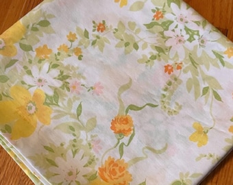 Funda de almohada vintage tamaño king con estampado floral amarillo, naranja y verde estilo cottagecore