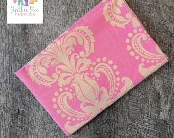 Vintage Pink Damask Fabric, 100% Cotton (46" Wide)