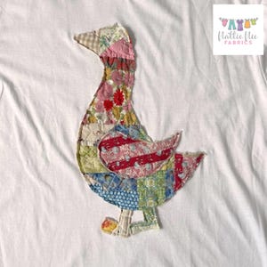 Handgjord quiltad t-shirt med gåsapplikation, verandagås