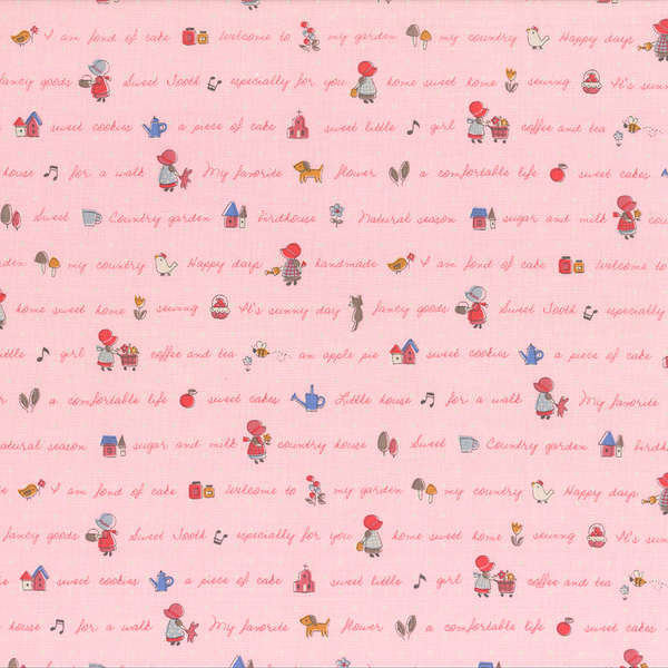 Lecien Fabrics, Kleine Heldinnen, Holly Hobbie Story in Pink, 14.5 x 40 Druck