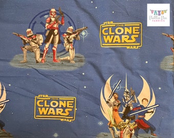 Vintage Twin Flat Sheet with Star Wars, The Clone Wars