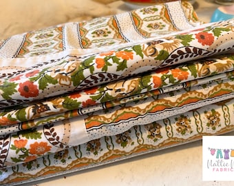 Vintage Full (double flat) Sheet Set from Lady Pepperell, brown and orange floral