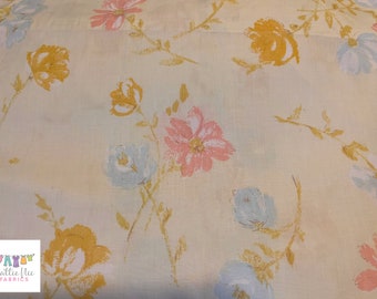 Vintage Full Flat Sheet with Light yellow and pink floral