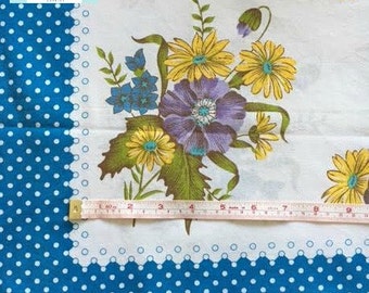 Vintage Floral Pillowcase with Blue Polka Dots
