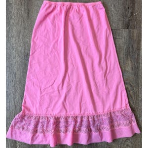 Vintage Pink Half Slip with lace detail and bows on lace ornamentation size M