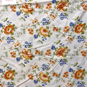 Vintage Beautiful orange and blue floral twin set of sheets and 1 pillowcase