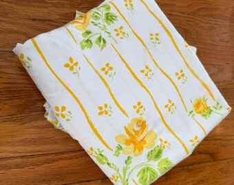 Vintage Full Size sheet Set yellow striped floral, Lady Pepperell