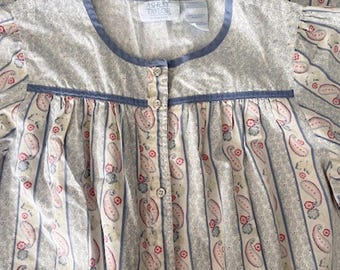 Vintage Ashley Taylor Intimates blue paisley housecoat mumu nightgown size M