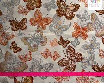 Vintage Full Flat Sheet with orange and brown butterflies, Burlington