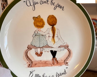 Vintage Holly Hobbie decorative ceramic plate- You can't be poor if you have a friend