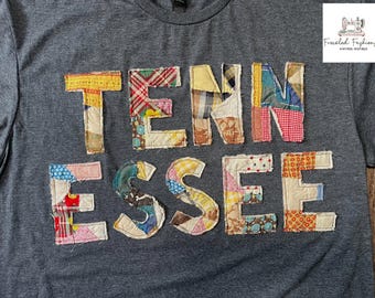Handgemaakte gewatteerde Tennessee-T-shirt, State-T-shirt
