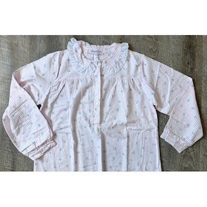 Vintage roze gestreepte flanellen nachtjapon Penbrooke Lane, maat M NWOT
