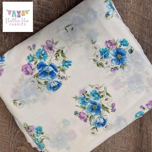 Vintage Queen Size Flat sheet in beautiful Blue and purple floral, Springmaid