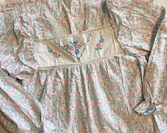 Camicia da notte lunga in flanella a maniche lunghe Vintage Dreamy Details, taglia M