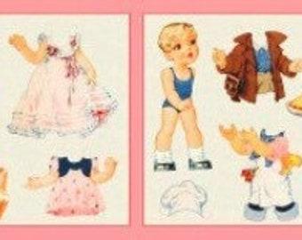 Paper Doll Cuties, Blue Hill Fabrics, last panel paperdolls