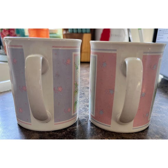 ヴィンテージ レフトン陶器コーヒーマグカップ ペア バラと