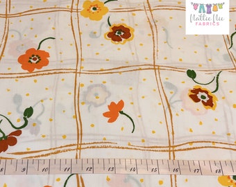 Vintage Full Flat Sheet with orange and yellow florals