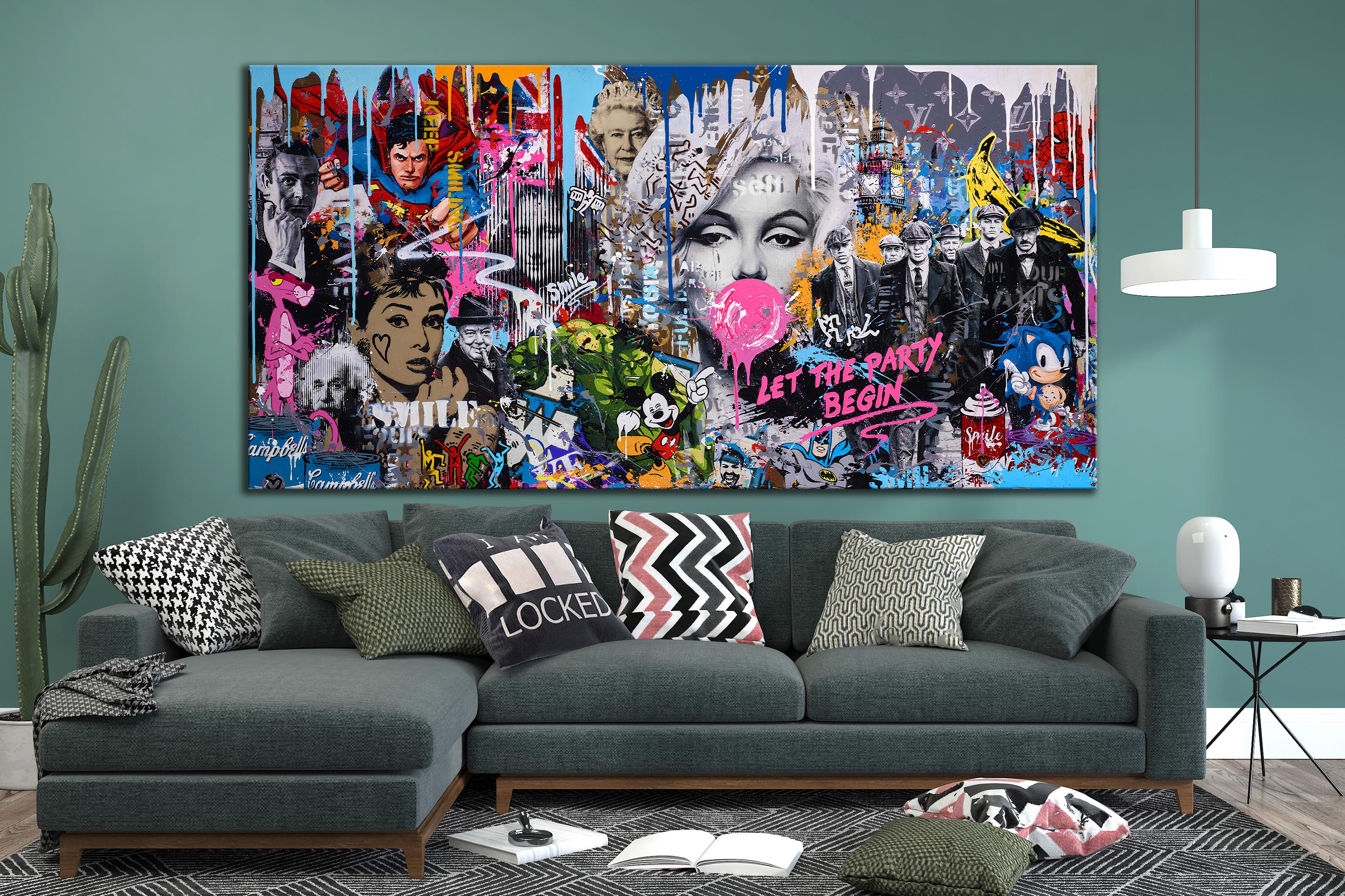 POP ART Canvas Let The Party Begin Pop Art Print Celebrities Wall Art Pop Culture Canvas Print Inspiring Canvas Art Colorful Wall Art