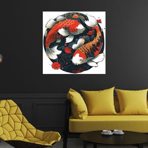 JAPAN CARP KOI Fish Canvas Print Art Japanese Culture Fish Art High-Quality Print Art Trendy Koi Fish Print On The Wall Trendy Japanese Art